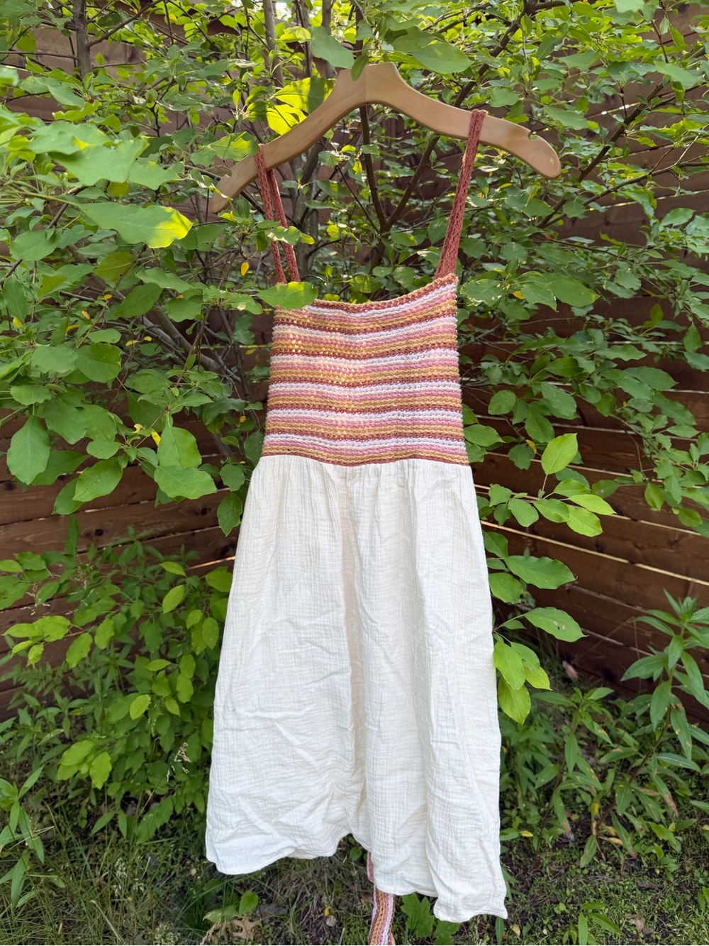 NWT Lucca Boho Gauze Cotton Dress with Crocheted Upper Vintage Festival